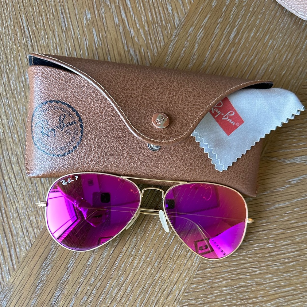 Ray Ban Large Aviator PINK Polarized Sunglasses